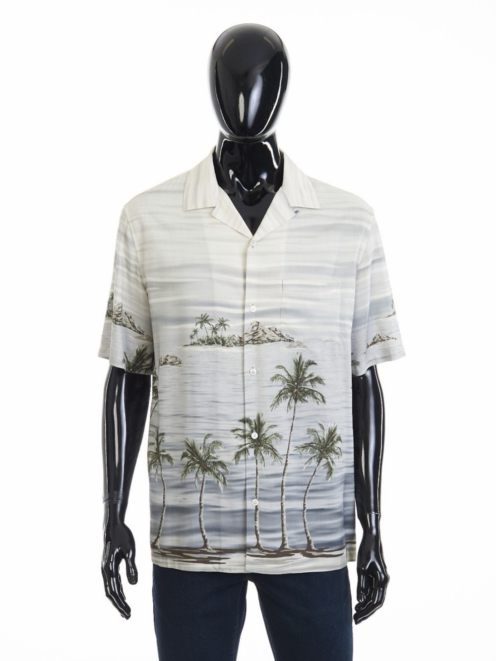 Celine Men’s Hawaiian Palm Tree Camp Collar Shirt Size 41 NWT